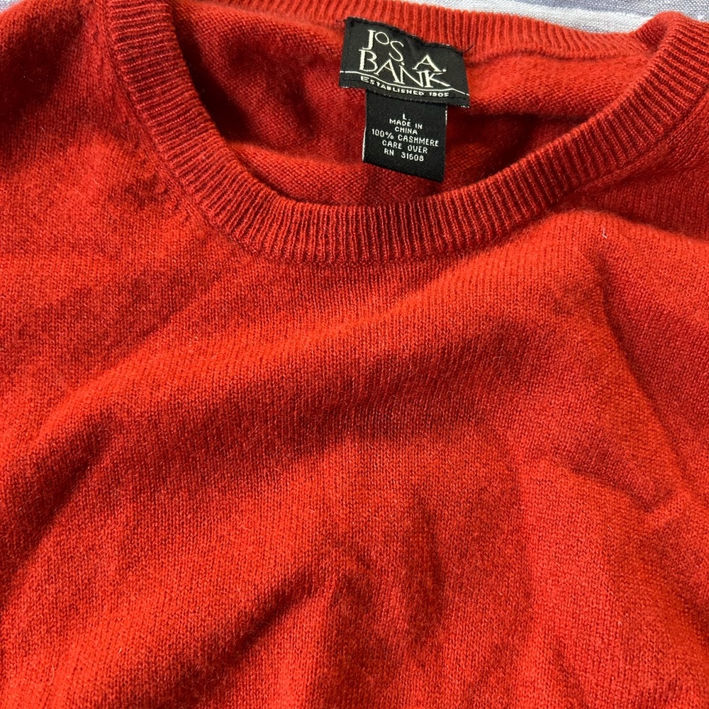 Jos. A. Bank Vibrant Red/orange Cashmere Crewneck Sweater